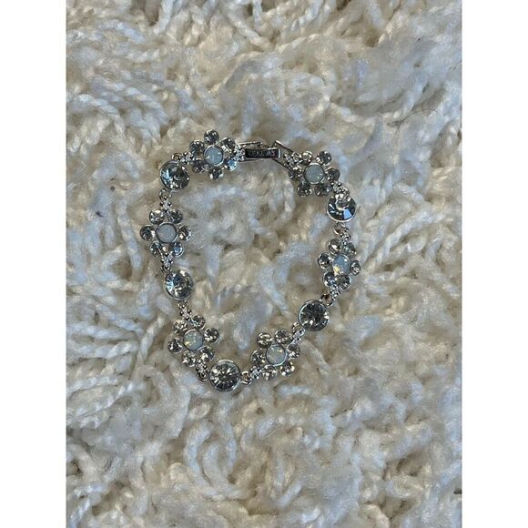 Napier Silver Art Deco Edwardian Victorian Cluster Crystal Rhinestone Bracelet - Picture 5 of 7